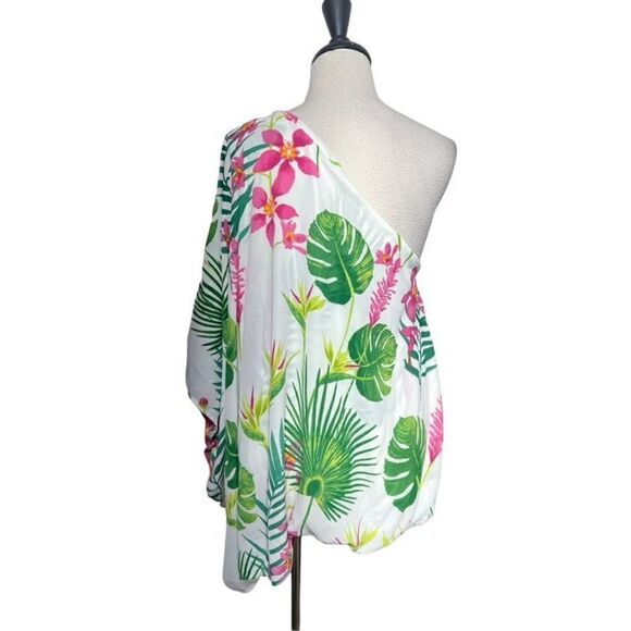 Perfectly Pricilla NWT On Island Time One Sleeve Tropical Blouse Plus Size 18/20 - Picture 3 of 4